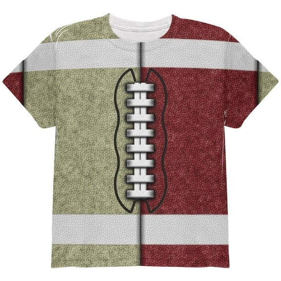 Fantasy Football Team Beige and Maroon All Over Youth T Shirt Multi YXL