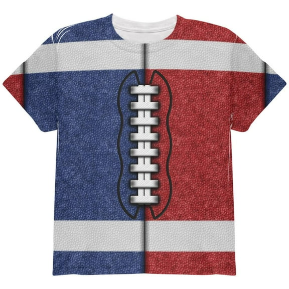 Fantasy Football Team Blue and Red All Over Youth T Shirt Multi YXL
