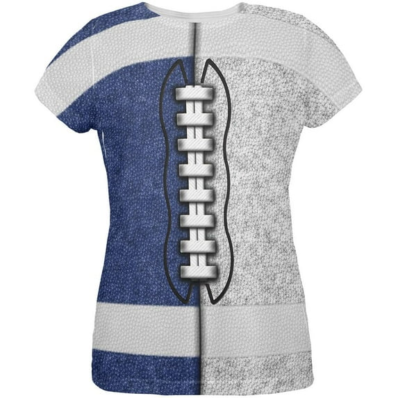 Fantasy Football Team Blue and White All Over Womens T Shirt Multi SM