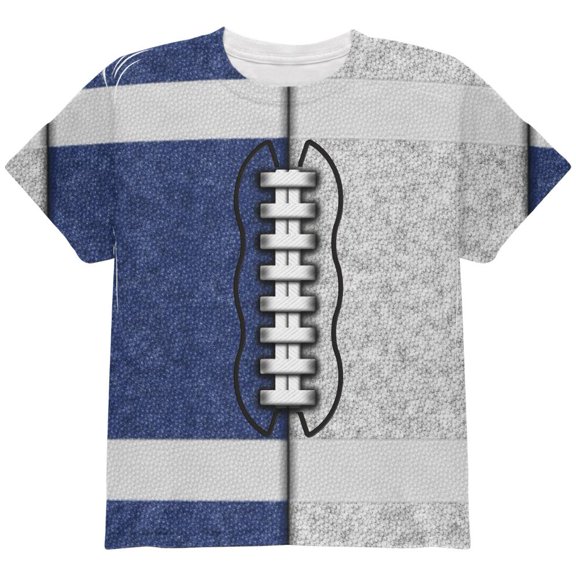 Fantasy Football Team Blue and White All Over Youth T Shirt Multi YSM