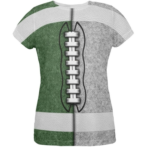 Fantasy Football Team Green and Silver All Over Womens T Shirt Multi MD