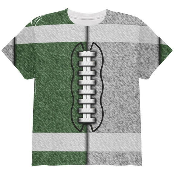 Fantasy Football Team Green and Silver All Over Youth T Shirt Multi YLG