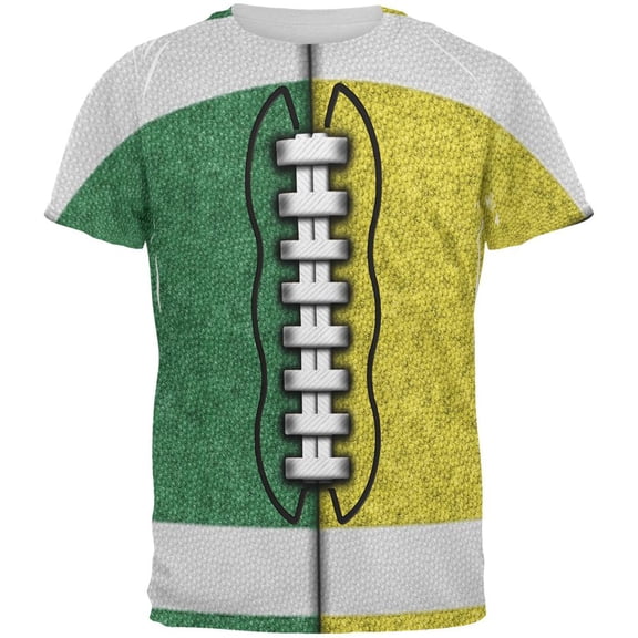 Fantasy Football Team Green and Yellow All Over Mens T Shirt Multi X-LG