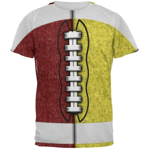 Fantasy Football Team Maroon and Yellow All Over Mens T Shirt Multi X-LG