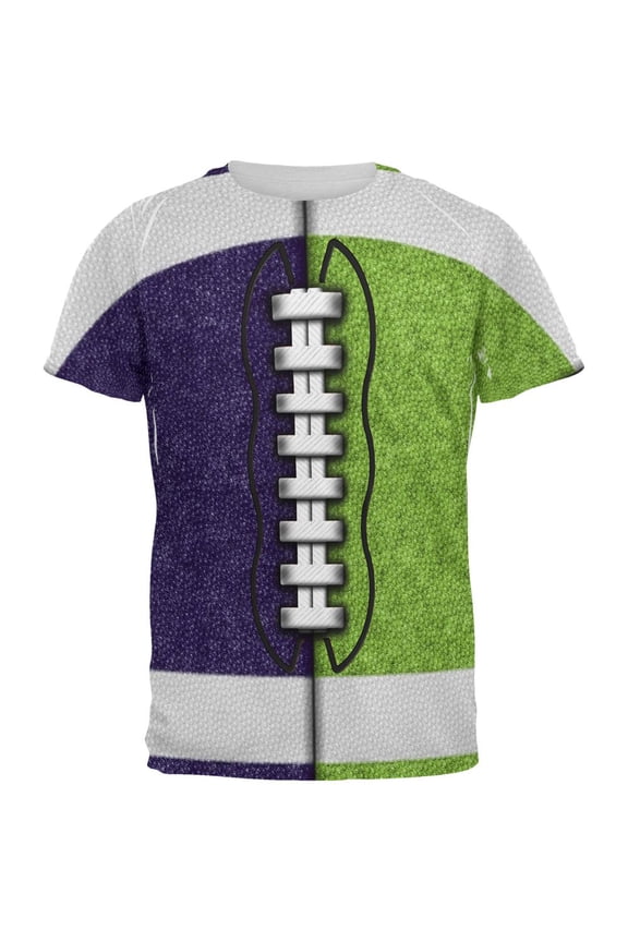 Fantasy Football Team Navy and Electric Green All Over Mens T Shirt Multi X-LG