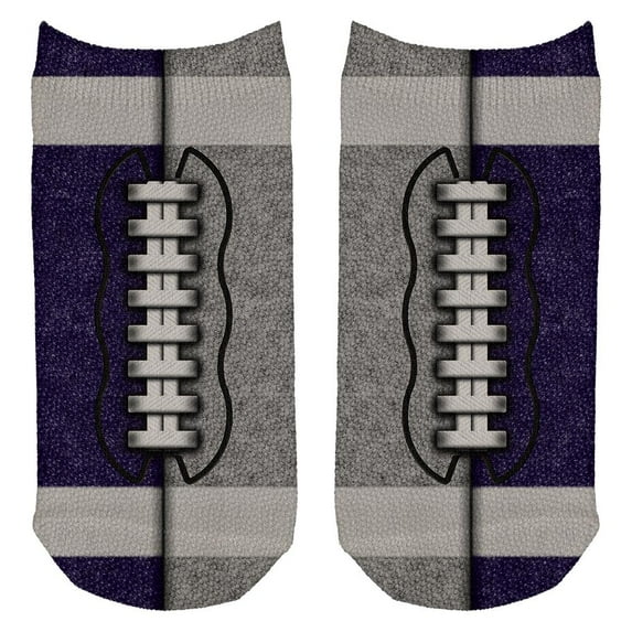 Fantasy Football Team Navy and Grey All Over Adult Ankle Socks White Standard One Size