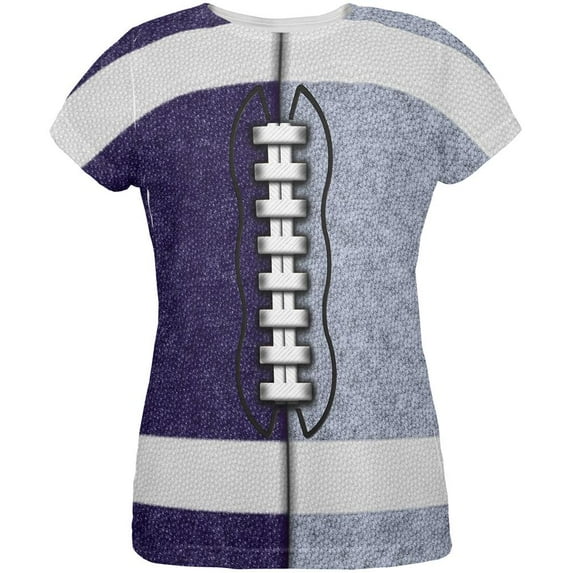 Fantasy Football Team Navy and Light Blue All Over Womens T Shirt Multi X-LG