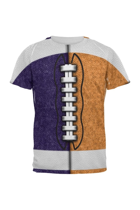 Fantasy Football Team Navy and Orange All Over Mens T Shirt Multi MD