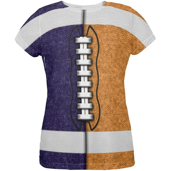 Fantasy Football Team Navy and Orange All Over Womens T Shirt Multi LG