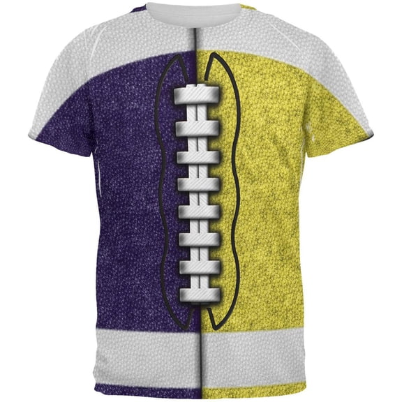 Fantasy Football Team Navy and Yellow All Over Mens T Shirt Multi MD
