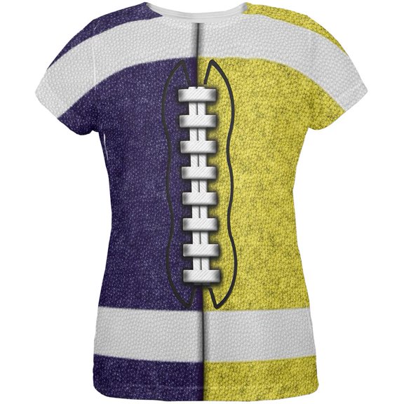 Fantasy Football Team Navy and Yellow All Over Womens T Shirt Multi MD