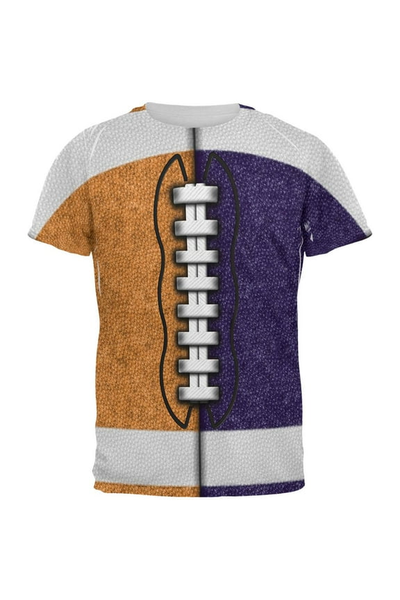 Fantasy Football Team Orange and Navy All Over Mens T Shirt Multi X-LG