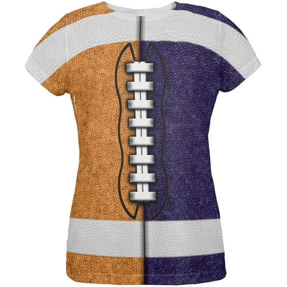Fantasy Football Team Orange and Navy All Over Womens T Shirt Multi X-LG