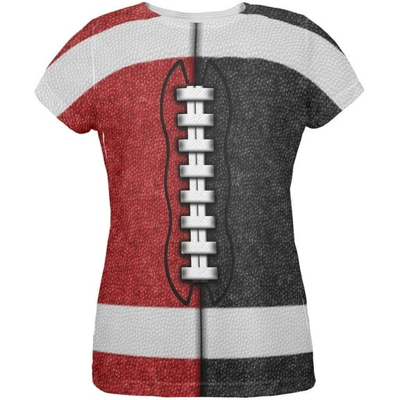 Fantasy Football Team Red and Black All Over Womens T Shirt Multi 2XL