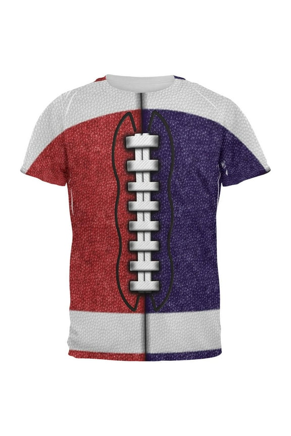 Fantasy Football Team Red and Navy All Over Mens T Shirt Multi LG