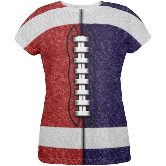 Fantasy Football Team Red and Navy All Over Womens T Shirt Multi LG