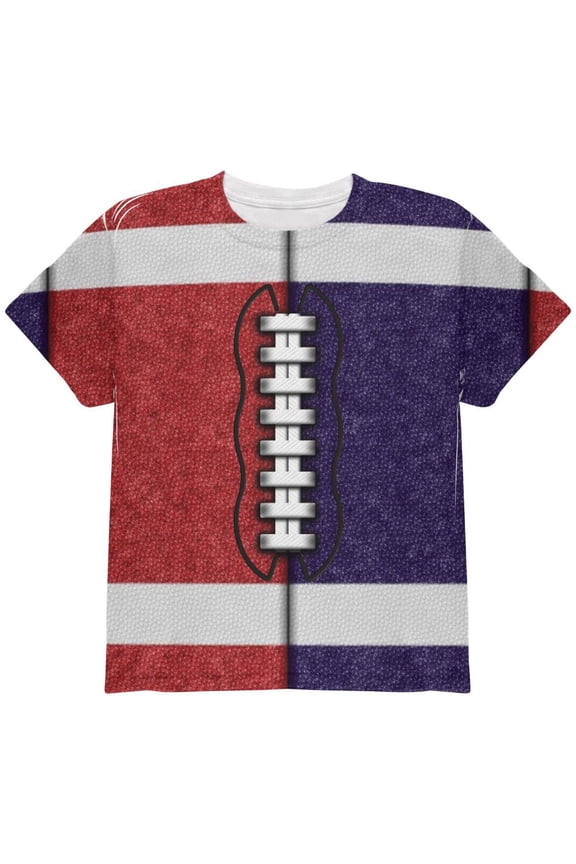 Fantasy Football Team Red and Navy All Over Youth T Shirt Multi YLG