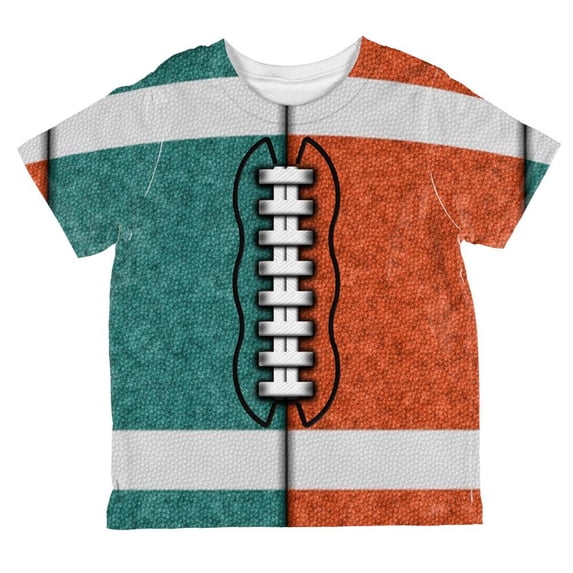 Fantasy Football Team Teal and Orange All Over Toddler T Shirt Multi 2T