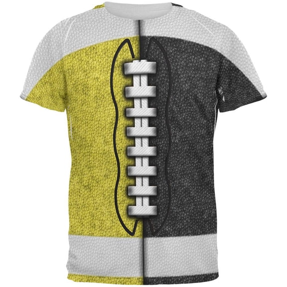 Fantasy Football Team Yellow and Black All Over Mens T Shirt Multi LG