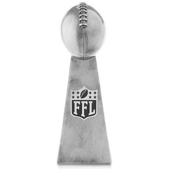 Fantasy Football Trophy Realistic Design FFL Trophy 14 Inch | Silver Replica Championship Trophy | First Place Fantasy Trophy Winner Award for League Or Team | Made For Fantasy Football Champions