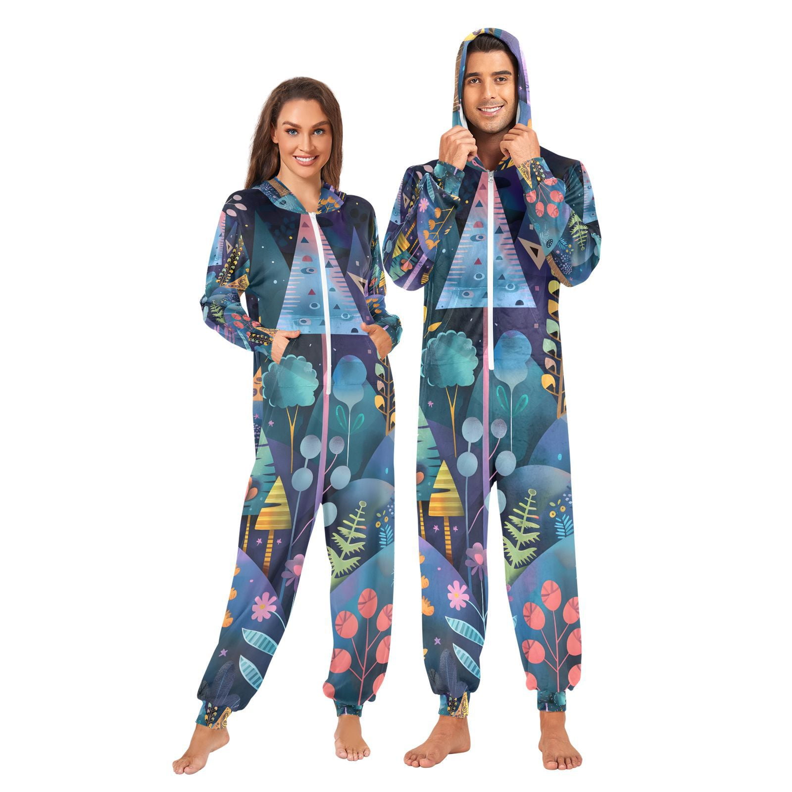 Fantasy Forest Adult Onesie Pajamas Slim Fit Christmas One Piece Suit ...