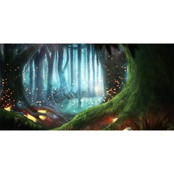 Fantasy Forest Backdrop for Photography Fairytale Tropical Virgin Forest Jungle Fairyland Firefly Butterfly Photo Background Banner Kids Children Photo Booth Shoot Studio Props 5FTX7FT