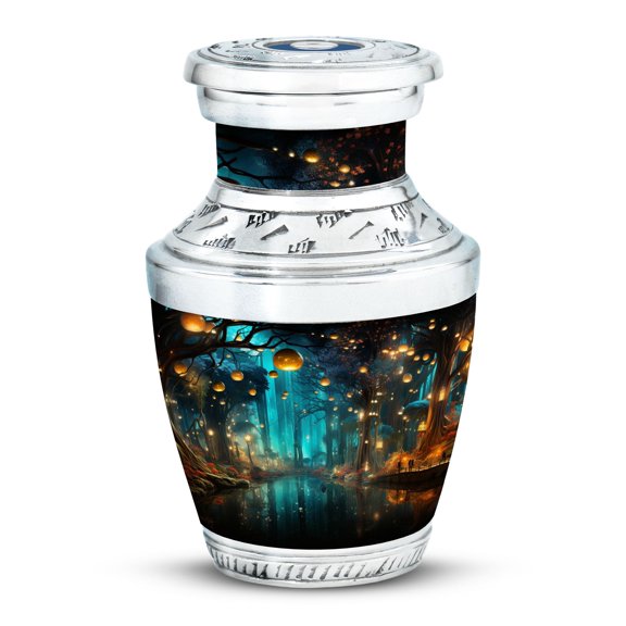 Fantasy Forest with Bioluminescence Little - Keepsake Urn for Ashes - Illuminating Mini Memory Keeper - Funeral Urns For Human Ashes - Memorial Urns 3 Inch, 1 Pc