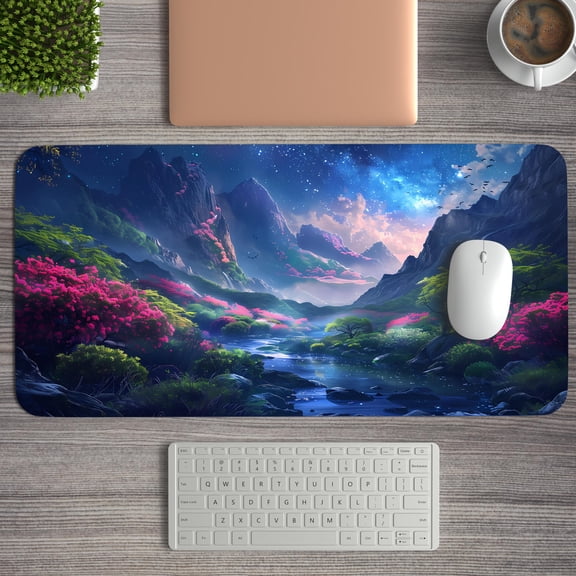 Fantasy Forest Desk Mat,Cozy Gamer Decor,Fantasy Desk Mat,Cosmic Desk Mat,Sci-fi Desk Decor,Aesthetic Mouse Pad,Gift for Gamer