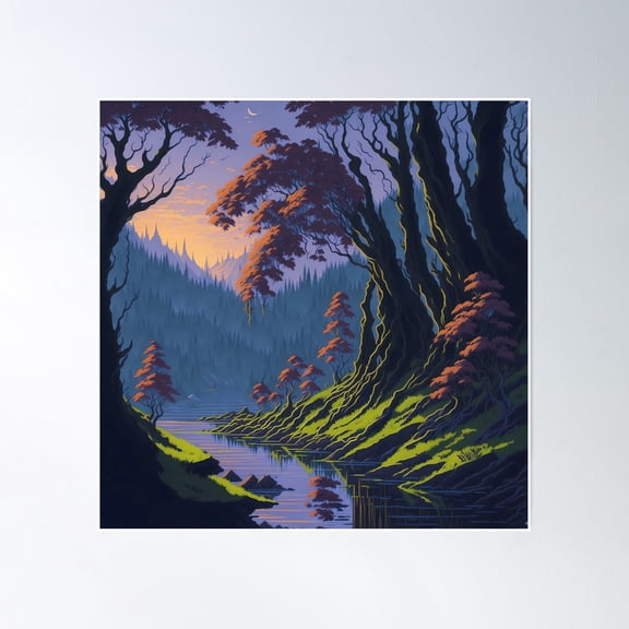 Fantasy Forest Landscape Poster Wall Art, Modern Wall Decor, 30x30 UNFRAMED