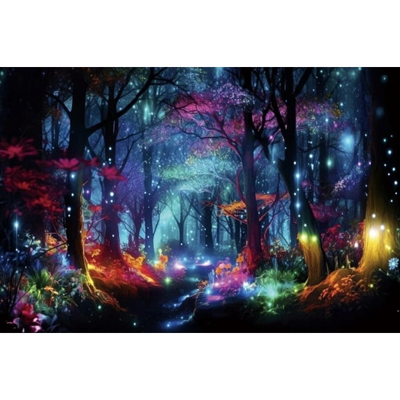 Fantasy Forest Photography Backdrop Fairytale Tropical Virgin Jungle Fairyland Firefly Kids Birthday Portrait Background