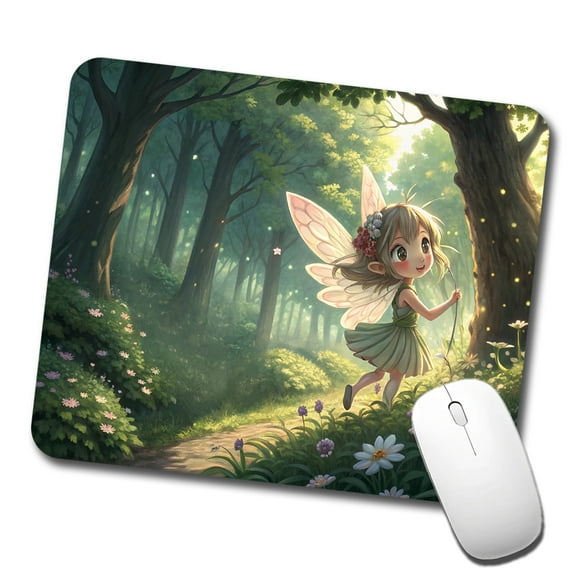 Fantasy Forest Pixie Girl Anime Style Mouse Pad Low Profile Gaming Mat