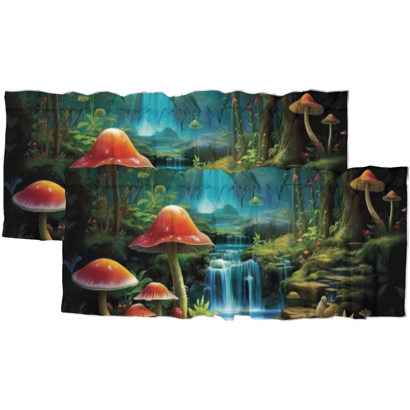 Fantasy Forest Rod Pocket Thermal Insulated Curtain Valance Mushroom ...