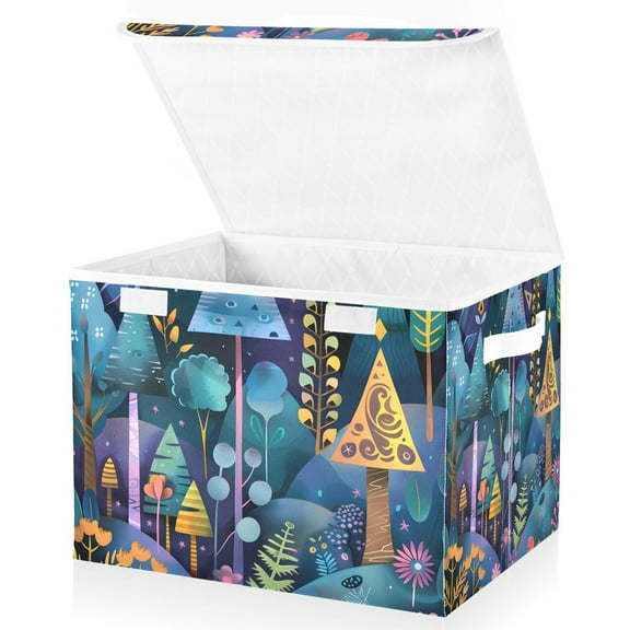 Fantasy Forest Storage Basket for Shelves Foldable Container Organizer for Organizing Toys Clothes Books with Handles