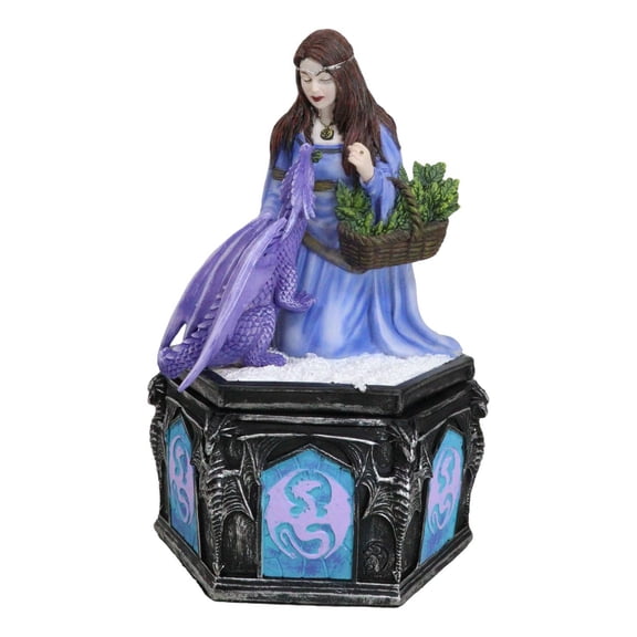Fantasy Four Seasons Winter Friendship Fairy With Dragon Decorative Box Figurine