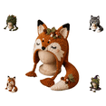 thumbnail image 1 of Fantasy Fox Hood Hat DIY Crochet Kit Series, 4 Styles Dragon Fox Frog Wolf Animal Crochet Supplies, Cute Winter Hat Making Kit for Halloween Party, 1 of 7