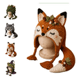 thumbnail image 1 of Fantasy Fox Hood Hat DIY Crochet Kit Series, Magical Wizard Frog & Wild Animal Wolf Fox Dragon Crochet Craft Set, Relaxing Weekend Handcraft Activity, 1 of 7