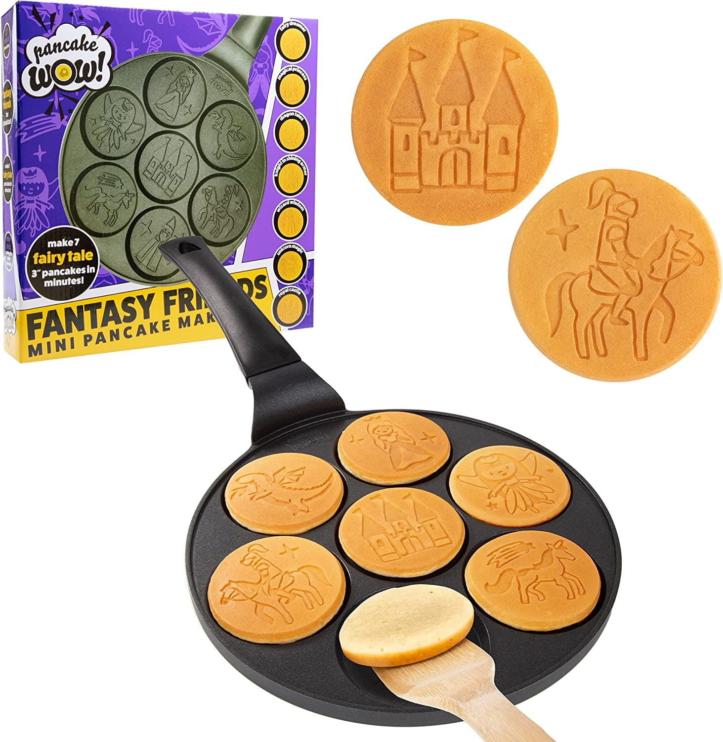 Bobikuke Pancake Pans For Kids,Pancake Shapes Pan,Mini Pancakes Maker  Nonstick Pancake Griddle 7 Hole Smiley Face Pancake Mold For Breakfast,10  Inch