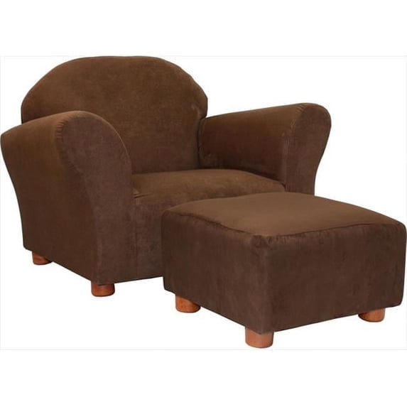Fantasy Furniture CR38 Fantasy Furniture Roundy Chair Microsuede Brown with ottoman