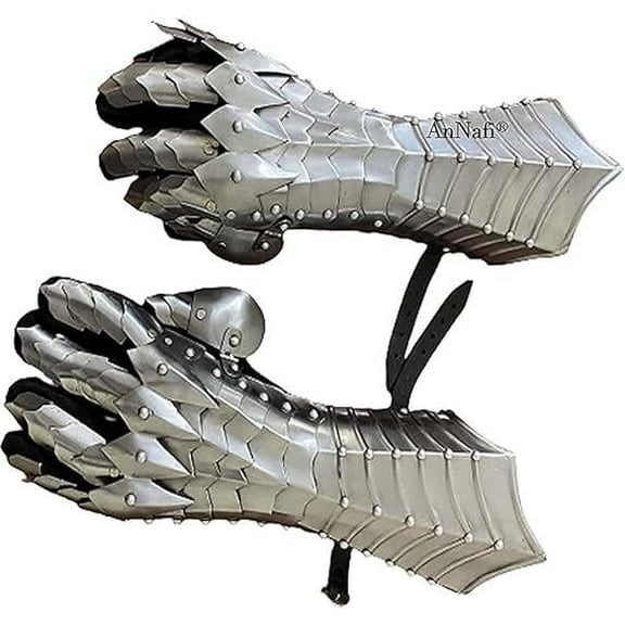 Fantasy Gauntlets SCA Armor Gauntlets Gloves Iron | Silver Handmade Medieval Fully Functional Armor Gloves Warrior Metal Gauntlets | Armour Replica Steel Gloves For Men || Wearable For Adult