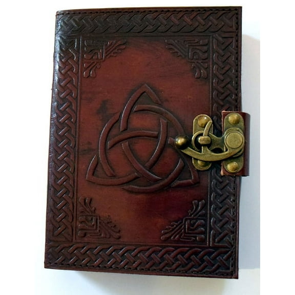 Fantasy Gifts Triquetra 5" x 7" Leather Embossed Journal, Brown, 100 Pages