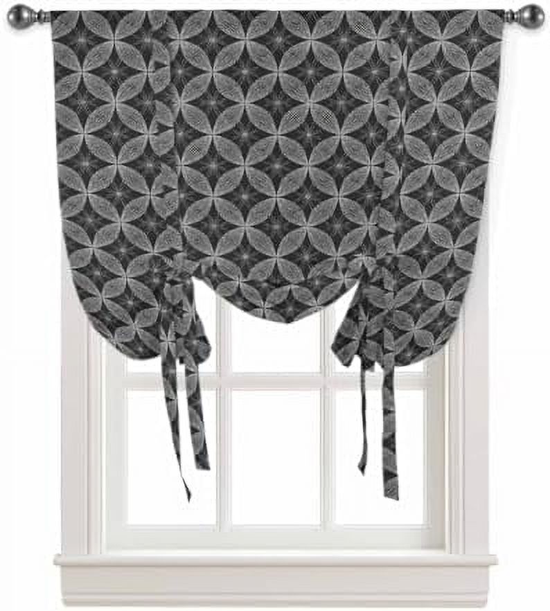 Fantasy Grey Tie Up Curtains for Kitchen Bedroom Living Room Windows