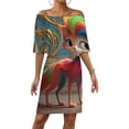 thumbnail image 1 of Fantasy Harlequin Cat Women's Off The Shoulder Ruffles Summer Wedding Guest Loose Casual Party Beach Dress, 1 of 9