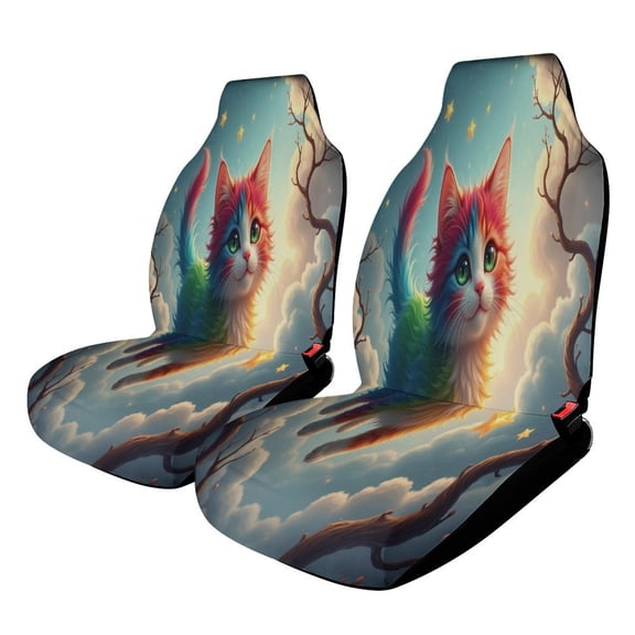Fantasy Harlequin Cats Flying Car Seat Covers Front Seats Universal Fit for Cars SUV Truck Auto Interior Accessories