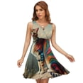 thumbnail image 1 of Fantasy Harlequin Cats Women's Tank Dress V Neck Sleeveless Summer Sundress, 1 of 7