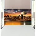 thumbnail image 1 of Fantasy Headboard, Alien Planet Earth Moon and Mountain Surreal Sci Fi Galactic Future Cosmos Art, Upholstered Decorative Metal Bed Headboard with Memory Foam, Twin Size, Multicolor, by Ambesonne, 1 of 4