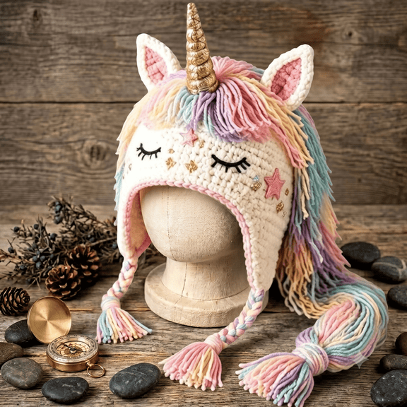 Fantasy Hood Hat DIY Crochet Kit for Beginners, All-in-One Yarn Hooks Needles Patterns with Step-by-Step Guide, Handmade Craft Gift