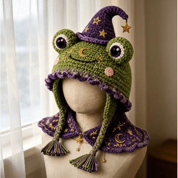 Fantasy Hooded Hat DIY Crochet Kit for Beginners, All-In-One Craft Set, Step-by-Step Tutorial, Soft Yarn & Hook, Cozy Gift for Adults