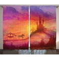 thumbnail image 1 of Ambesonne Gothic Curtains 2 Panel Set, Medieval Castle Kingdom, 108" x 90", Orange Purple, 1 of 3