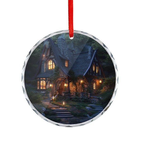 Fantasy House in The Forest Crystal Glass Ornament Gifts for Women Cabin in The Woods Crystal Ornament 2025