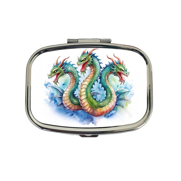 Fantasy Hydra Mythical Creature Watercolor Small Travel Handbag Pill Box Case